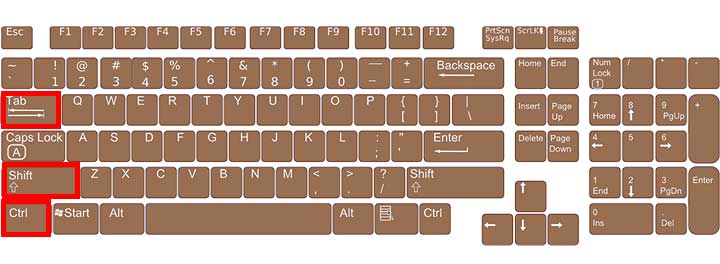別のタブに切り替える（左）