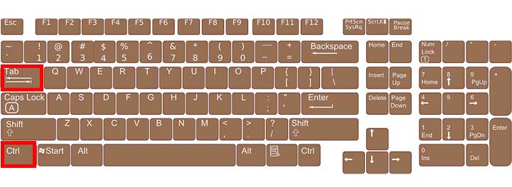 別のタブに切り替える（右）