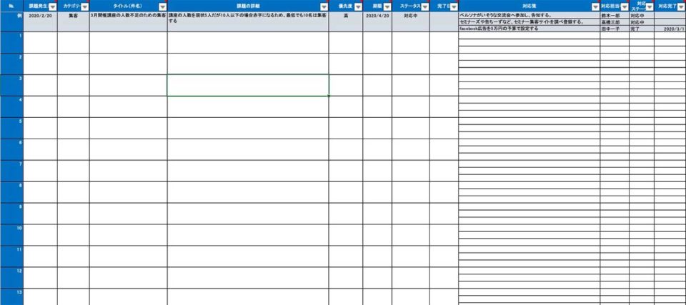 課題管理表フォーマット