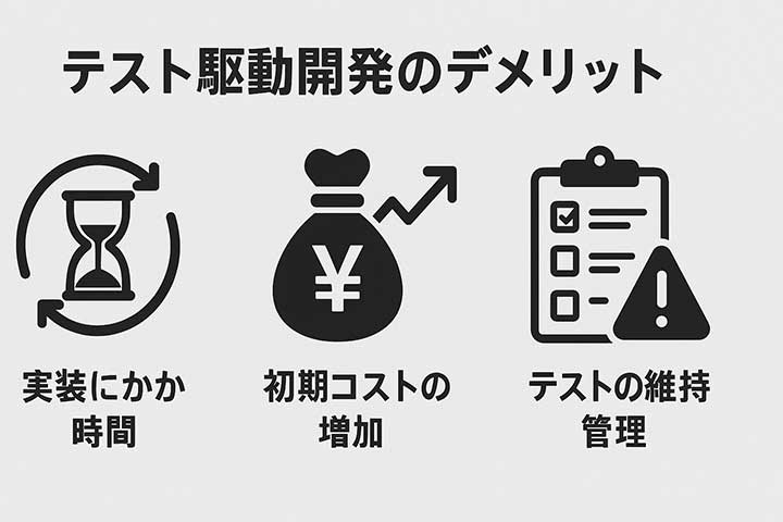 テスト駆動開発のデメリットは？