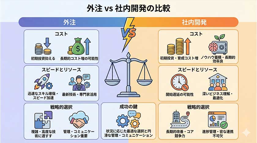 外注 vs 社内開発の比較